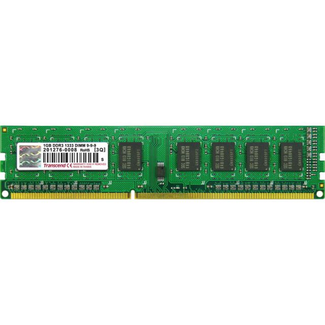 Transcend - DDR3 - module - 1 GB - DIMM 240-pin - 1333 MHz / PC3-10600 - CL9 - unbuffered - non-ECC - for Acer Aspire M3470, Z1620; Gigabyte GA-970, H61; HP Pavilion P6, P7; SUPERMICRO X9SCD (Min Order Qty 2) MPN:TS128MLK64V3U