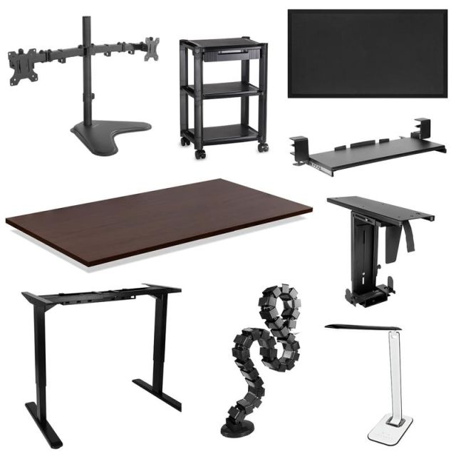Mount-It Executive Pro Plus 8-Piece Standing Desk Set, 48inH x 24inW x 12inD, Nut Brown MPN:MI-STP100