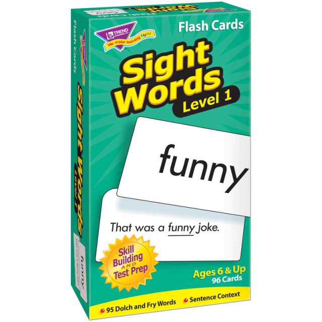 TREND Sight Words Skill Drill Flash Cards, Level 1, 6in x 3in, Pack Of 96 (Min Order Qty 4) MPN:T-53017
