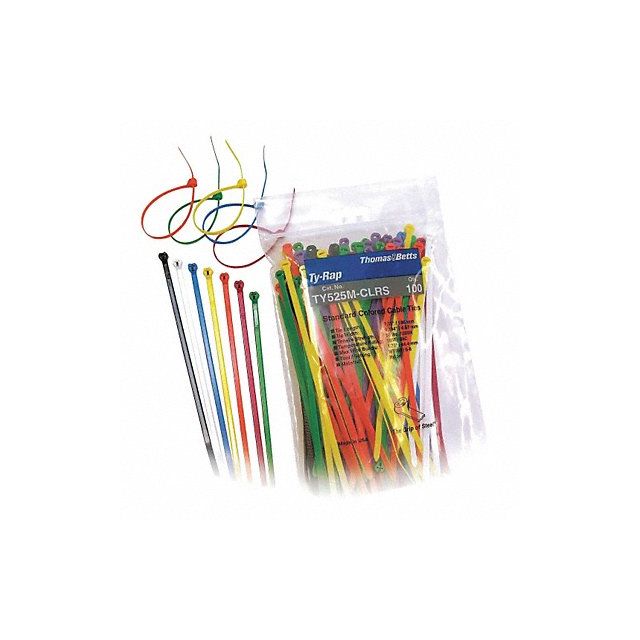 Cable Tie Kit Assorted 7.2 in PK100 MPN:TY525M-CLRS