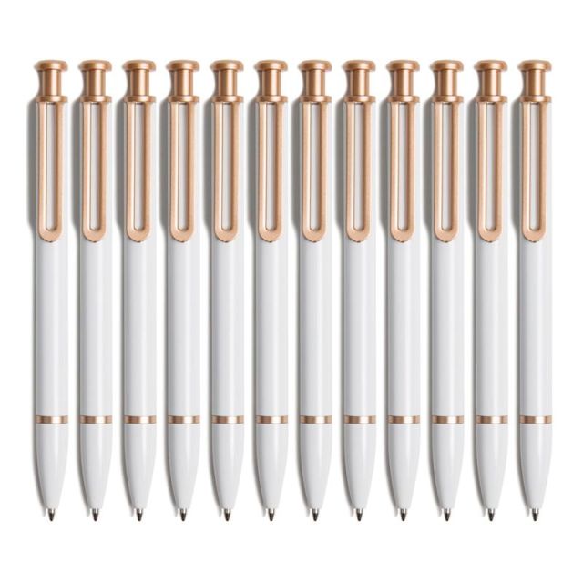 U Brands The Monterey Ballpoint Pens, 1.0 mm, White/Rose Gold Barrel, Black Ink, Pack Of 12 MPN:3784U00-01
