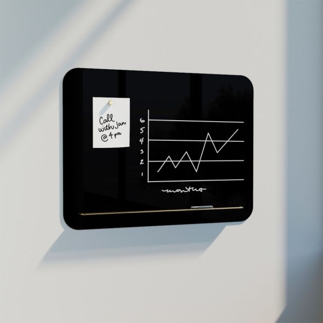U Brands Magnetic Dry-Erase Board, Glass,  35in X 23in, Black, Frameless MPN:4850U00-01
