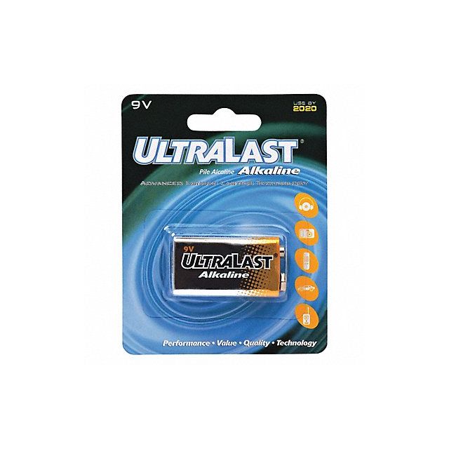 Battery 9V Alkaline Ultralast 9 Vol MPN:ULA9V