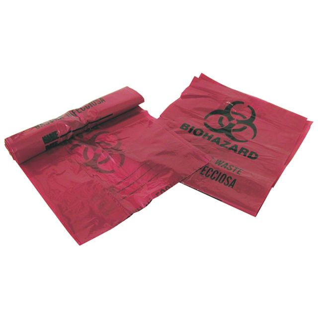 Unimed Stick-On Biohazard Infectious Waste Bags, 3 Gallons, Red, Box Of 100 (Min Order Qty 2) MPN:03EB086000