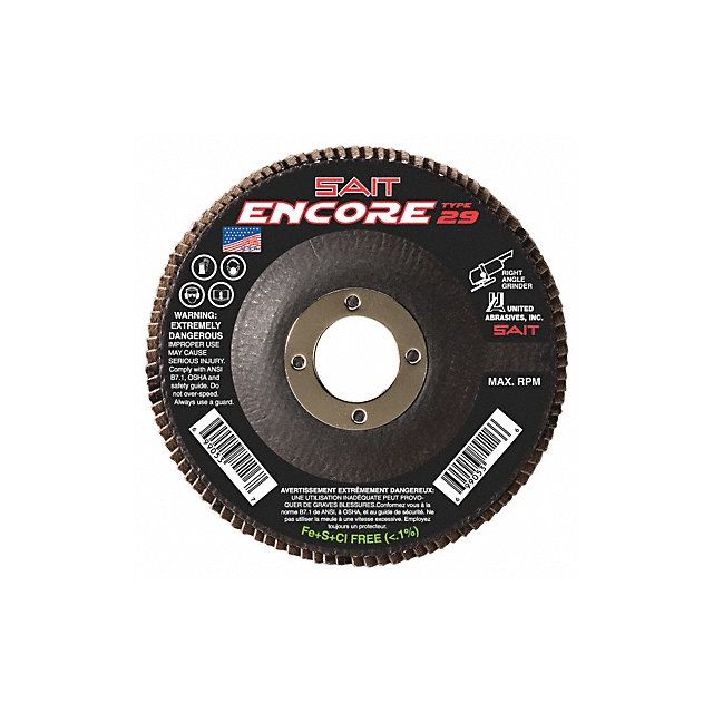 J2408 Flap Disc 4-1/2 in 36 Grit 13 300 rpm 79105 Sanding Accessories