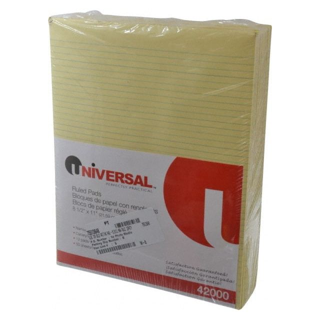 Glue Top Pad: 50 Sheets, Yellow Paper, Glue Binding UNV42000 General Office Supplies