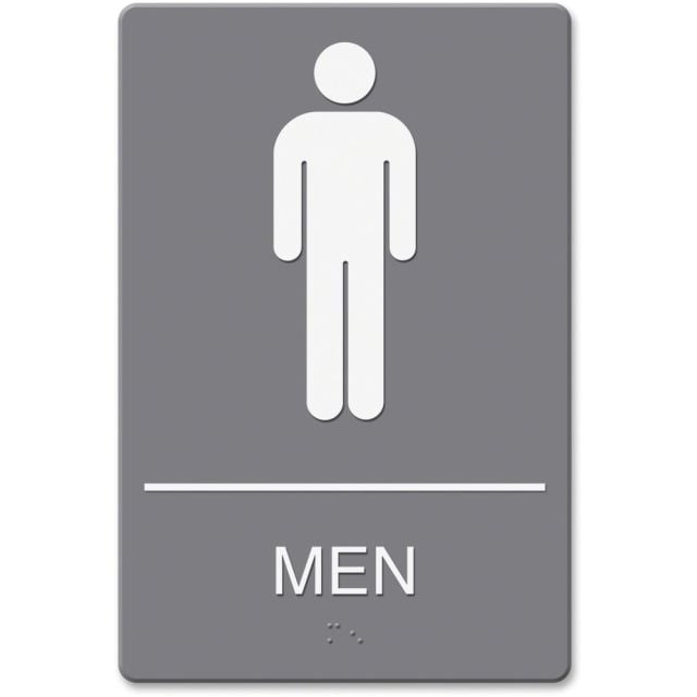 Headline ADA Restroom Sign, Mens, 6in x 9in, Gray (Min Order Qty 4) MPN:4817