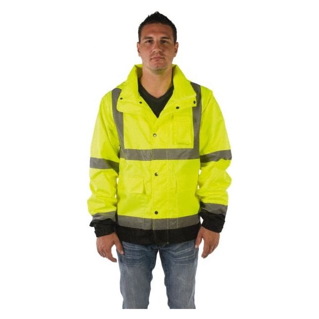 Rain Jacket: Size Large, Yellow, Polyester MPN:UHVR642-L-YB