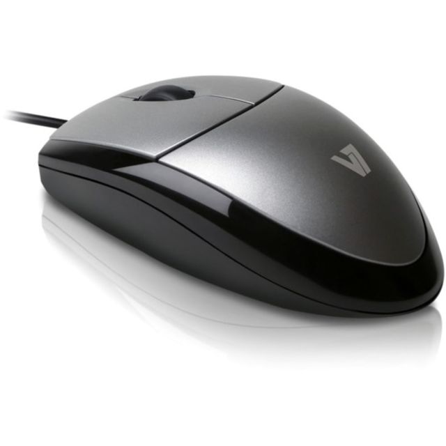 V7 USB Optical Mouse, Full-Size, Black/Silver (Min Order Qty 5) MV3000010-5NC Computer Accessories