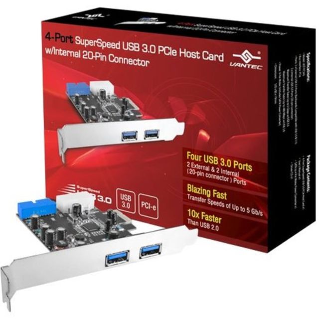 Vantec UGT-PC345 - USB adapter - PCIe 2.0 - USB 3.0 - 4 ports (Min Order Qty 2) MPN:UGT-PC345