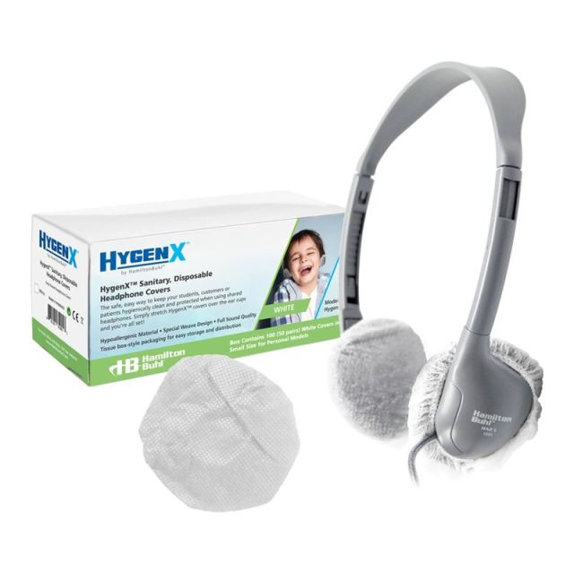 HygenX Sanitary Ear Cushion Covers, For On-Ear Headphones & Headsets, 2-1/2in White, 50 Pairs (Min Order Qty 2) MPN:HYGENX25