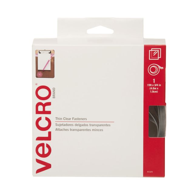 VELCRO Brand Velcro Self Stick Tape Roll With Dispenser Box, Clear, 3/4in x 180in (Min Order Qty 3) MPN:91325