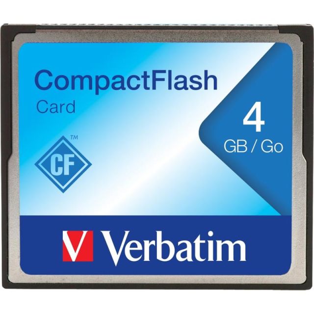 Verbatim 4GB CompactFlash Memory Card - 1 Card/1 Pack (Min Order Qty 3) MPN:95188