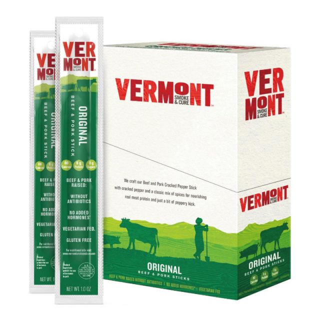 Vermont Smoke & Cure Original Beef And Pork Sticks, 1 Oz, Pack Of 24 Sticks MPN:32571