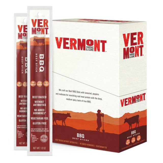 Vermont Smoke & Cure BBQ Beef Sticks, 1 oz, Pack Of 24 Sticks MPN:32573