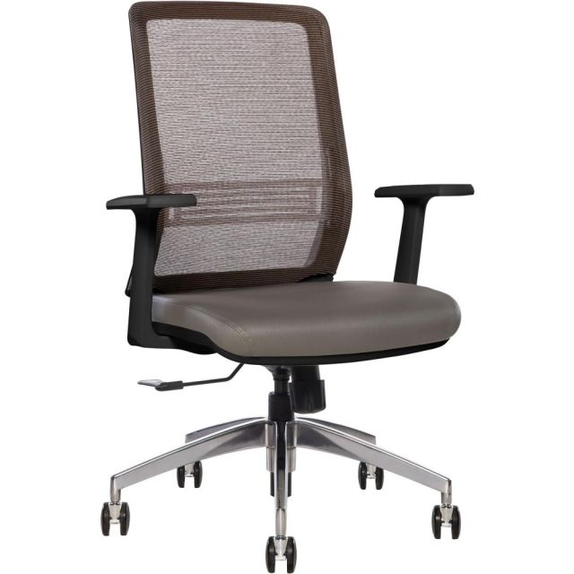 Sinfonia Sing Ergonomic Mesh/Fabric Mid-Back Task Chair With Antimicrobial Protection, Fixed T-Arms, Copper/Gray/Black MPN:S120BA1SM13SU0S