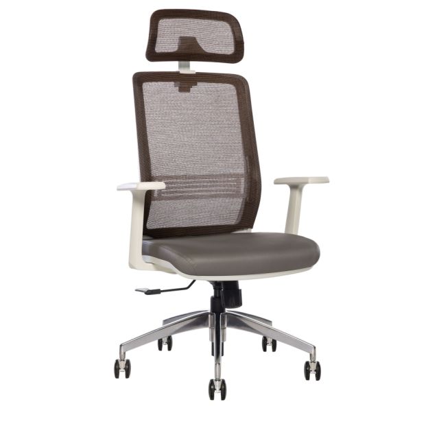 Sinfonia Sing Ergonomic Mesh/Fabric High-Back Task Chair With Antimicrobial Protection, Fixed T-Arms, Headrest, Copper/Gray/White MPN:S125WA1SM13SU0S