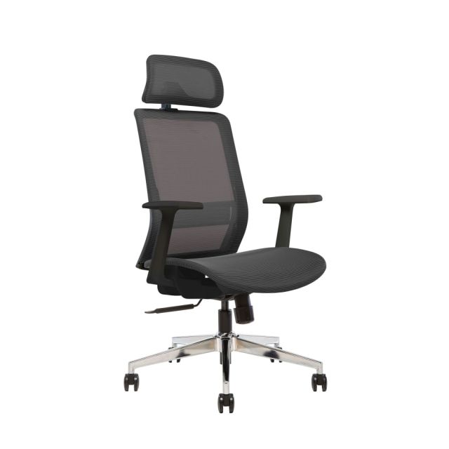Sinfonia Sing Ergonomic Mesh High-Back Task Chair, Fixed T-Arms, Headrest, Black MPN:S132-B-A1S-MS14S