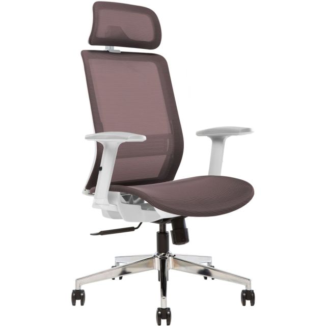 Sinfonia Sing Ergonomic Mesh High-Back Task Chair, Adjustable Height Arms, Headrest, Copper/White MPN:S132-W-A2S-MS13S