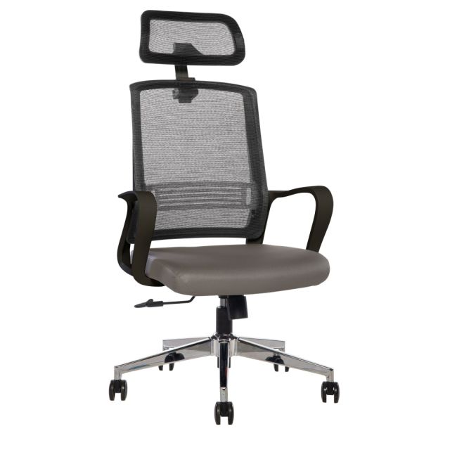 Sinfonia Song Ergonomic Mesh/Fabric High-Back Task Chair With Antimicrobial Protection, Loop Arms, Headrest, Black/Gray/Black MPN:S145-B-M14-U0