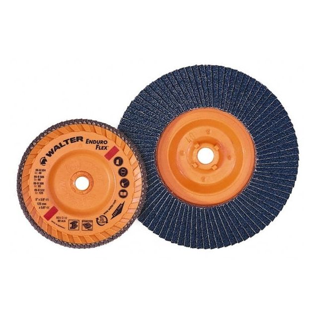 Flap Disc: 5/8-11 Hole, 60 Grit, Zirconia Alumina, Type 27 MPN:06B456