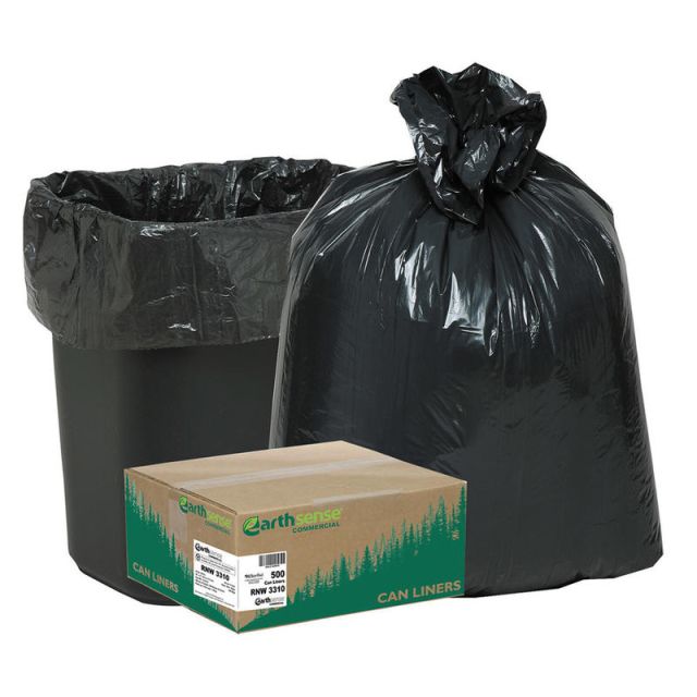 Webster EarthSense 0.65 mil Trash Bags, 16 gal, 24inH x 31inW, 75% Recycled, Black, 500 Bags MPN:RNW3310