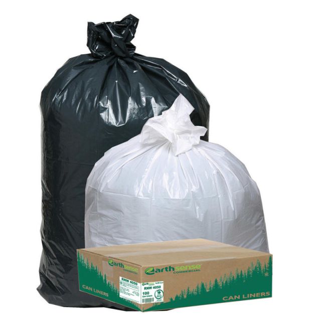 Webster EarthSense 1.25 mil Trash Bags, 33 gal, 33inH x 39inW, 75% Recycled, Black, 100 Bags (Min Order Qty 2) MPN:RNW4050