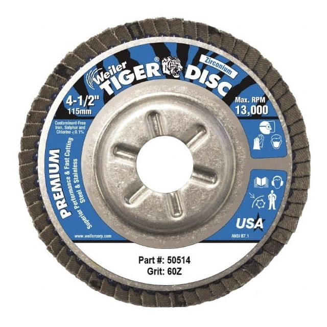 Flap Disc: 5/8-11 Hole, 80 Grit, Zirconia Alumina, Type 29 MPN:50520