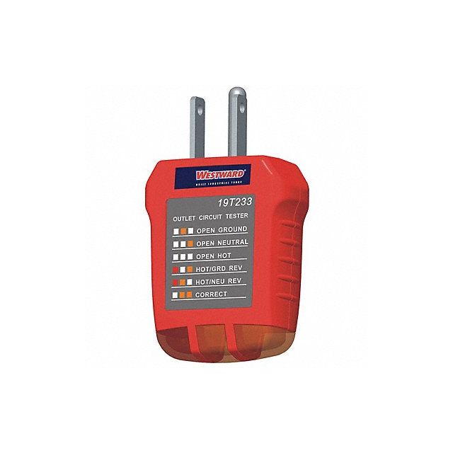 Receptacle Tester 110 to 125VAC 19T233 Electrical Testing Tools