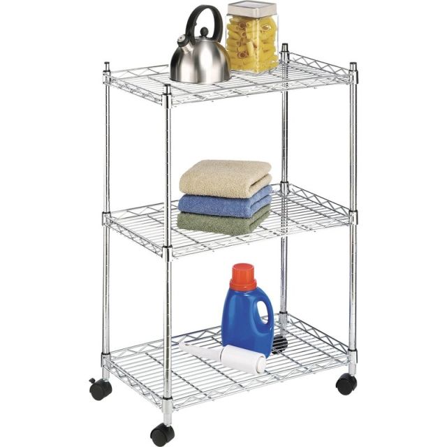 Whitmor Utility Cart - 250 lb Capacity - 4 Casters - Steel - 13.3in Length x 22.5in Width x 33.5in Height - Chrome - 1 Pack MPN:6056-344-N