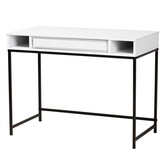 Baxton Studio Modern 40inW 1-Drawer Desk, White/Black MPN:2721-10987