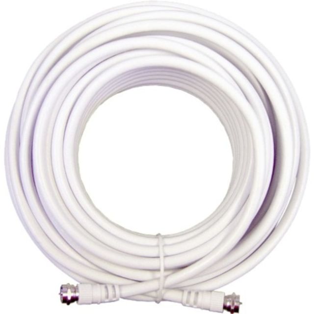 Wilson 50 ft. White RG6 Low Loss Coax Cable (F Male - F Male) - 50 ft Coaxial Antenna Cable for Antenna - First End: 1 x F Connector Male Antenna - Second End: 1 x F Connector Male Antenna - White (Min Order Qty 4) MPN:950650