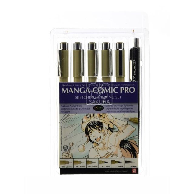 Sakura Manga-Comic Pro Sketching And Inking Set, Black Ink, Pack Of 2 (Min Order Qty 2) MPN:50201-2