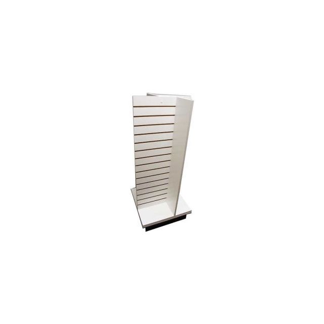 Slatwall 4-Way Display Fixture-White with Spinner Base and Casters RTA-DS-4W-White