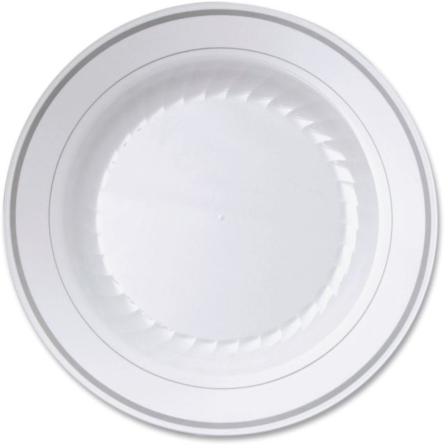 Masterpiece 9in Heavyweight Plates - Picnic, Party - Disposable - White - Plastic Body - 10 / Pack (Min Order Qty 5) MPN:RSMP91210W