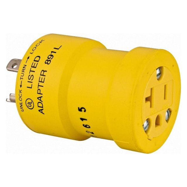 1 Outlet, 125 VAC, 20 Amp, Yellow, Single Outlet Adapter MPN:1740