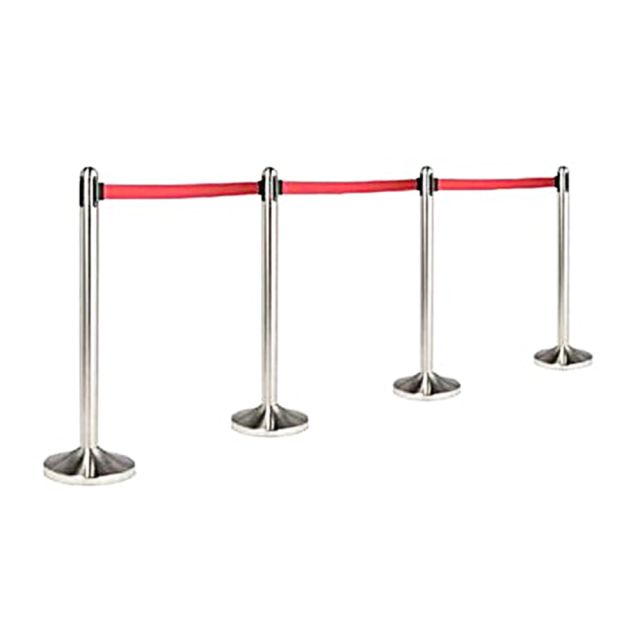 American Metalcraft Freestanding Stanchion, 48in x 84in, Brushed/Red MPN:RSRTRD