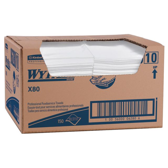 Wypall X80 Extended Use Foodservice Towels With Antimicrobial Protection, 12in x 23 7/16in, H06280