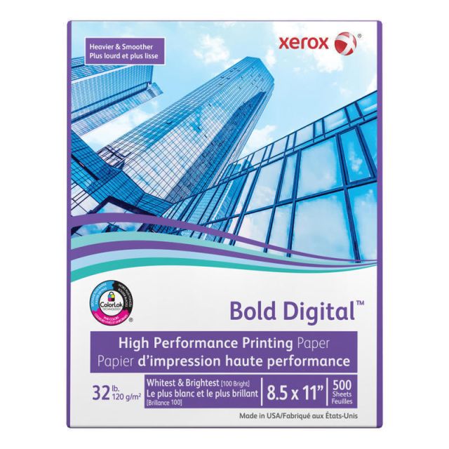 Xerox Bold Digital Printing Paper, Letter Size (8 1/2in x 11in), 100 (U.S.) Brightness, 32 3R11764RM