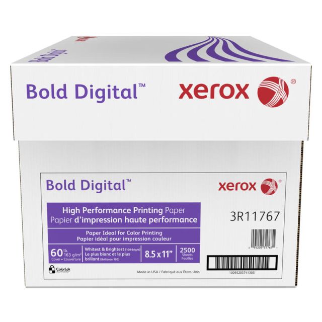 Xerox Bold Digital Printing Paper, Letter Size (8 1/2in x 11in), 100 (U.S.) Brightness, 60 3R11767