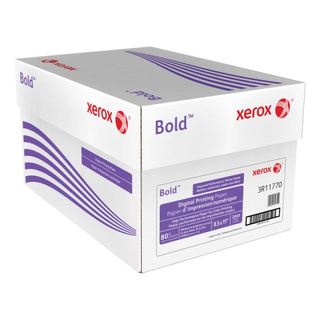 Xerox Bold Digital Printing Paper, Letter Size (8 1/2in x 11in), 100 (U.S.) Brightness, 80 Lb, Cover, FSC Certified, 250 Sheets Per Ream, 8 Reams Per Case MPN:3R11770-CS