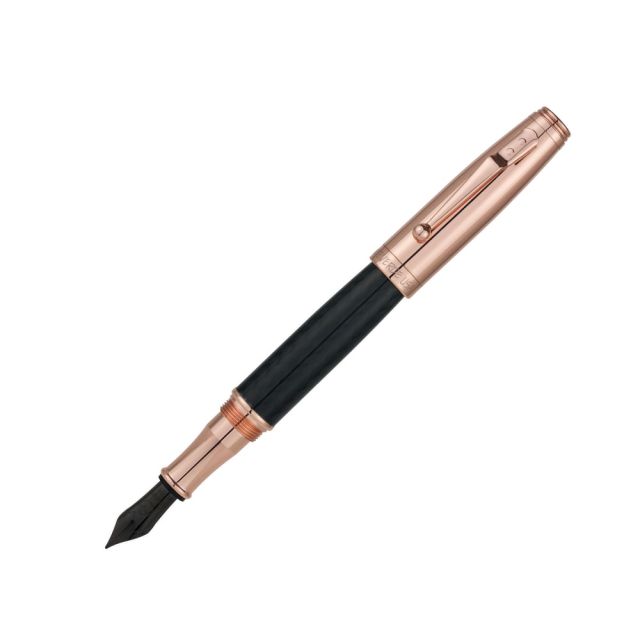 Monteverde Invincia Fountain Pen, Rose Gold, Medium Point, 0.7 mm, Black Barrel, Black Ink MPN:40062