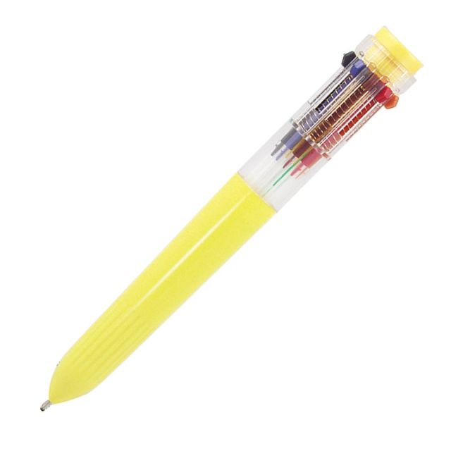 Yafa Multifunction 10-Color Ballpoint Pen, Medium Point, 0.8 mm, Yellow Barrels, Assorted Ink Colors (Min Order Qty 14) MPN:51213