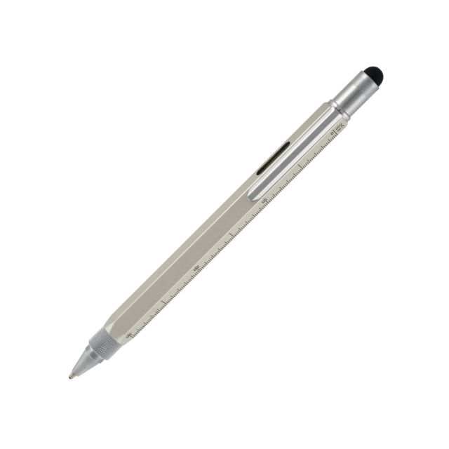 Monteverde One Touch Tool Pen, Medium Point, 0.8 mm, Silver Barrel, Black Ink (Min Order Qty 2) MPN:MV35211