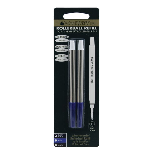 Monteverde Rollerball Refills For Sheaffer Rollerball Pens, Fine Point, 0.5 mm, Blue/Black, Pack Of 2 Refills (Min Order Qty 5) MPN:S222BB