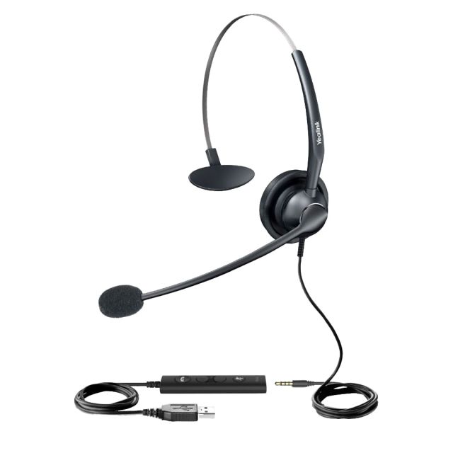 Yealink UH33 Monaural On-Ear USB Headset, Black, YEA-UH33 MPN:YEA-UH33