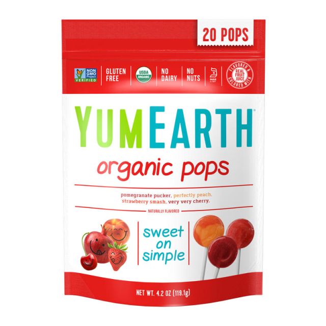Yummy Earth Organic Lollipops, 4.2 Oz, Pack Of 4 Bags (Min Order Qty 2) MPN:1626