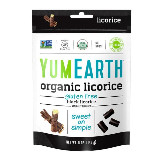 Yummy Earth Organic Gluten-Free Licorice, Black, 5 Oz, Pack Of 4 Bags (Min Order Qty 2) MPN:1900