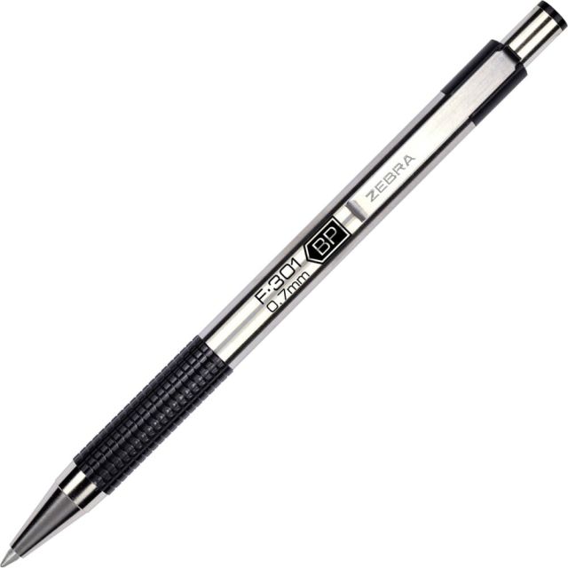 Zebra Pen Stainless Steel Ballpoint Pens, Fine Point, 0.7mm, Stainless Steel, Black, Pack of 12 (Min Order Qty 3) MPN:27110