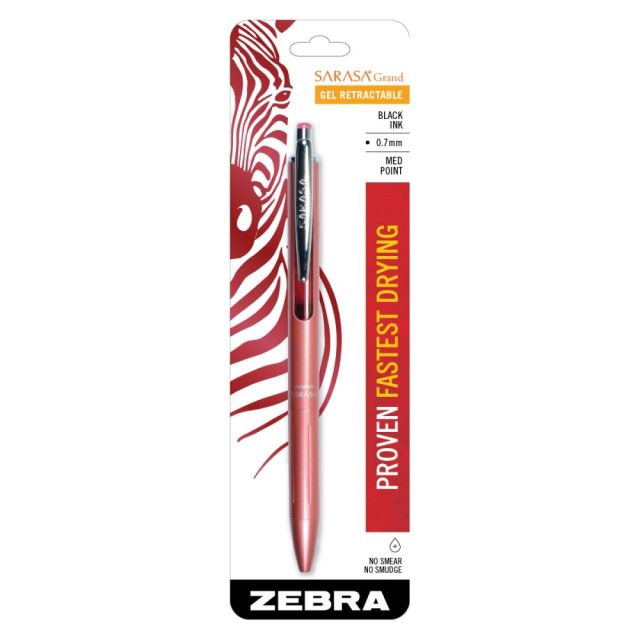 Zebra Sarasa Grand Retractable Pen, Medium Point, 0.7 mm, Rose Gold Barrel, Black Ink (Min Order Qty 9) MPN:45311